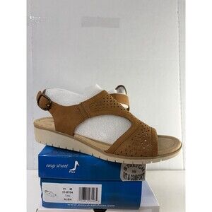 Easy Street Women's Alba Tan Comfort Wedge Sandals Slingback Open Toe Size 11M